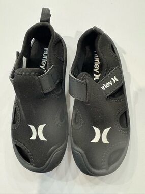 Hurley Kids Black White Logo Water Shoes - Velcro Slip-On